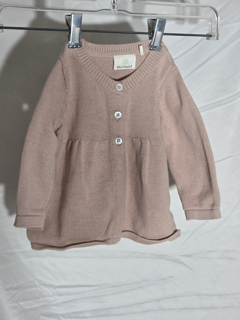 Girls' Knit Button-Front Cardigan in Soft Pink